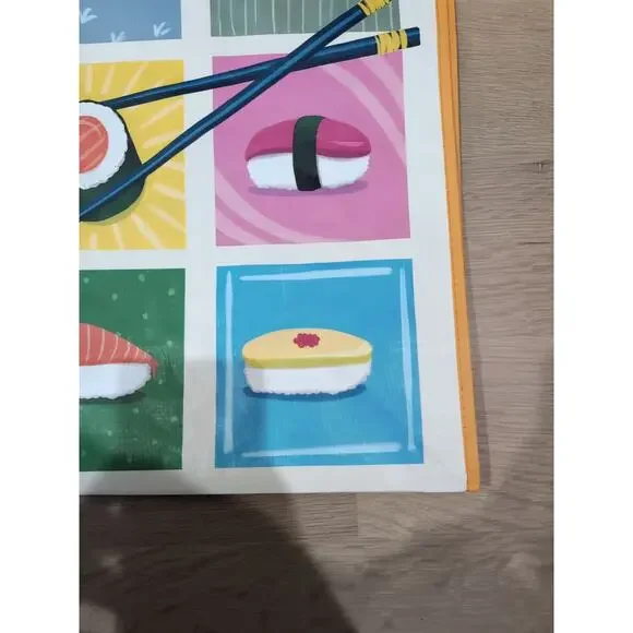 Sushi Nigri Orange Collage Shopping Bag Reusable Large Tote Gift TJMaxx New - Picture 11 of 12